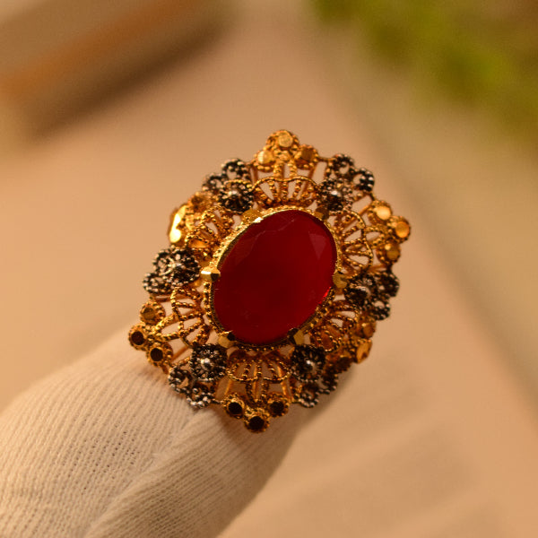 Dazzling Design 24K RP 4 Gram Gold Plated Crystal Stone Ring For Girls/Women