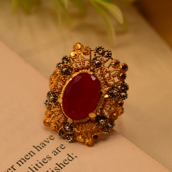 Dazzling Design 24K RP 4 Gram Gold Plated Crystal Stone Ring For Girls/Women