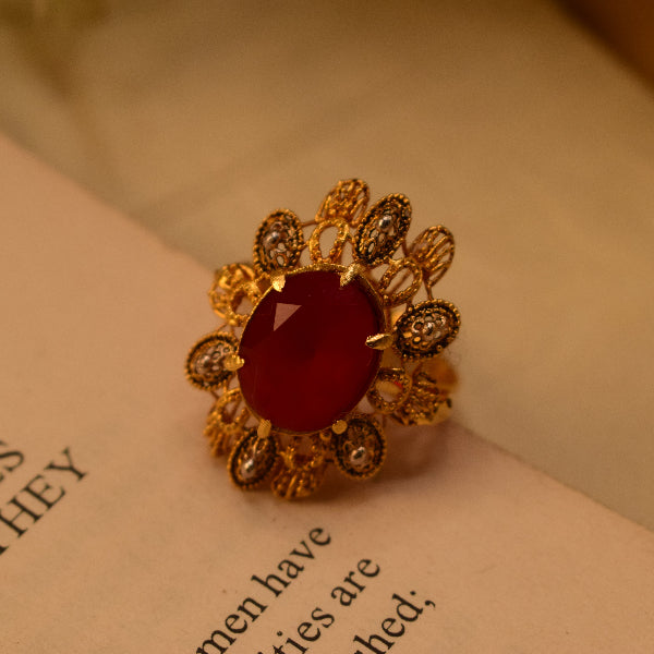 Sparkling Design 24K Gold RP 3.5 Gram Plated Crystal Stone Ring For Girls/Women
