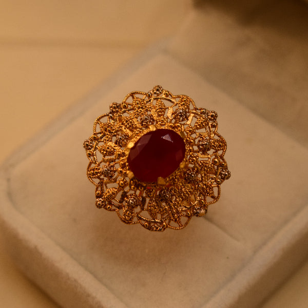Luxury Design 24K RP 3.5 Gram Gold Plated Crystal Stone Ring For Girls/Women