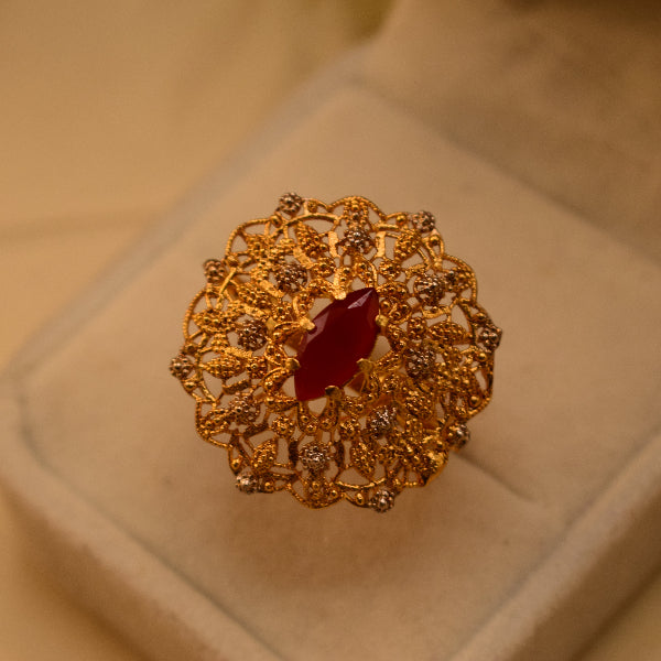 Elegant Design 24K RP 3.5 Gram Gold Plated Crystal Stone Ring For Girls/Women