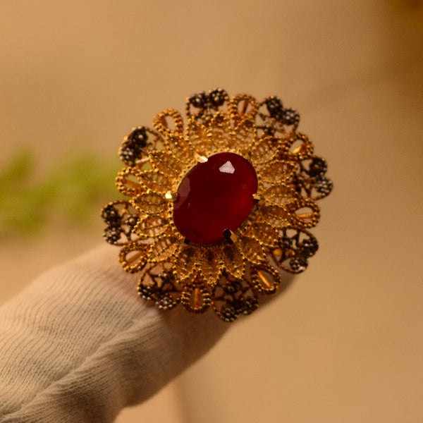 Gorgeous Design 24K RP 4 Gram Gold Plated Crystal Stone Ring For Girls/Women