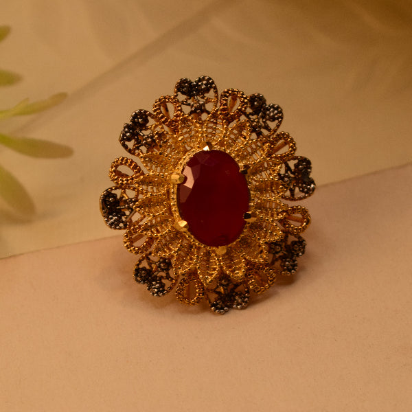 Gorgeous Design 24K RP 4 Gram Gold Plated Crystal Stone Ring For Girls/Women