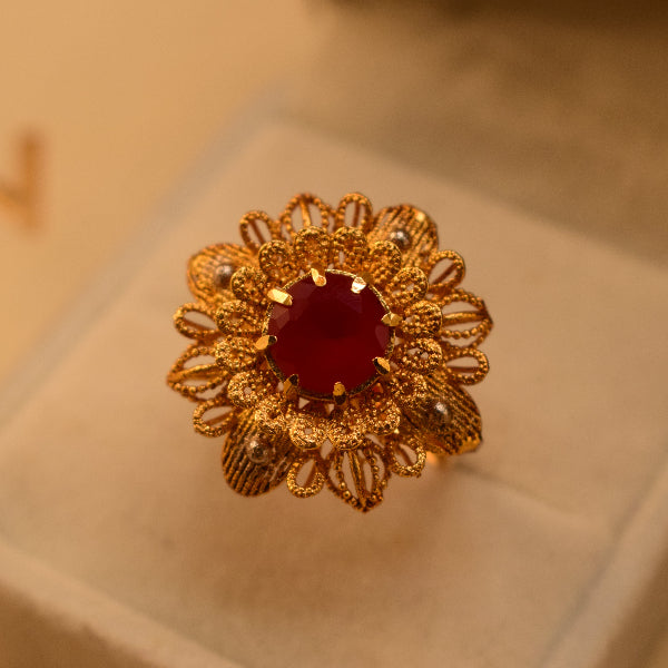 Charming Design 24K RP 3.5 Gram Gold Plated Crystal Stone Ring For Girls/Women
