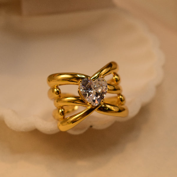 Fancy Unique Design Gold Plated Crystal Stone Ring For Girls/Women