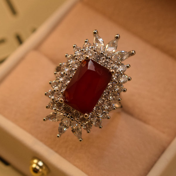 Stylish Design Silver Plated Crystal Stones Ring For Girls/Women