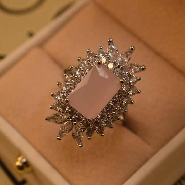Stylish Design Silver Plated Crystal Stones Ring For Girls/Women