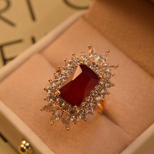 Fancy Design Gold Plated Crystal Stones Ring For Girls/Women