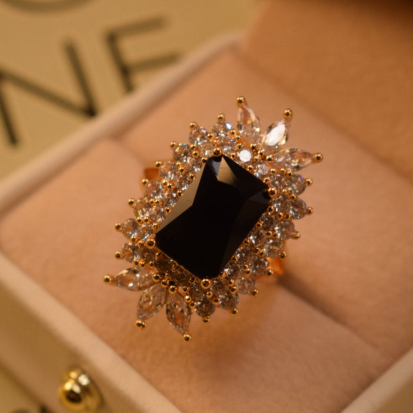 Fancy Design Gold Plated Crystal Stones Ring For Girls/Women