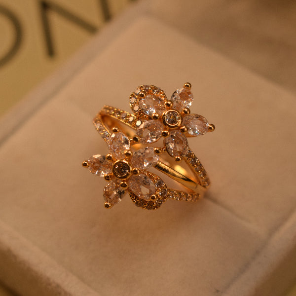 Dazzling Design Gold Plated Crystal Stones Ring For Girls/Women
