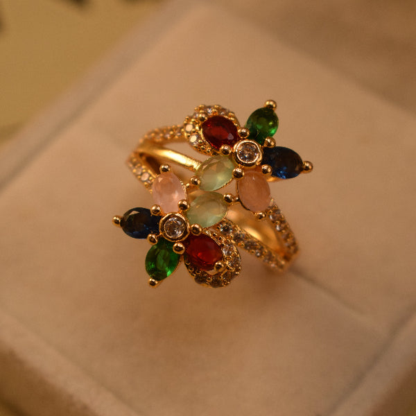 Dazzling Design Gold Plated Crystal Stones Ring For Girls/Women
