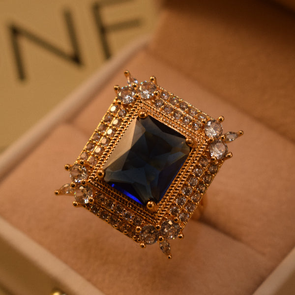 Sparkling Design Gold Plated Crystal Stones Ring For Girls/Women