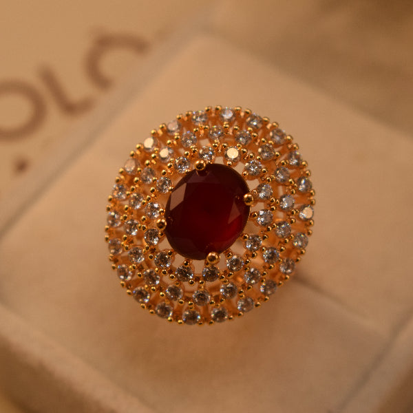 Elegant Design Gold Plated Crystal Stones Ring For Girls/Women