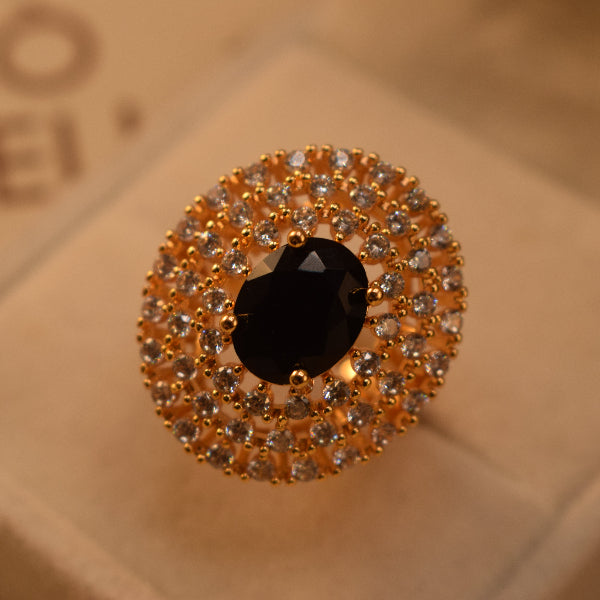Elegant Design Gold Plated Crystal Stones Ring For Girls/Women