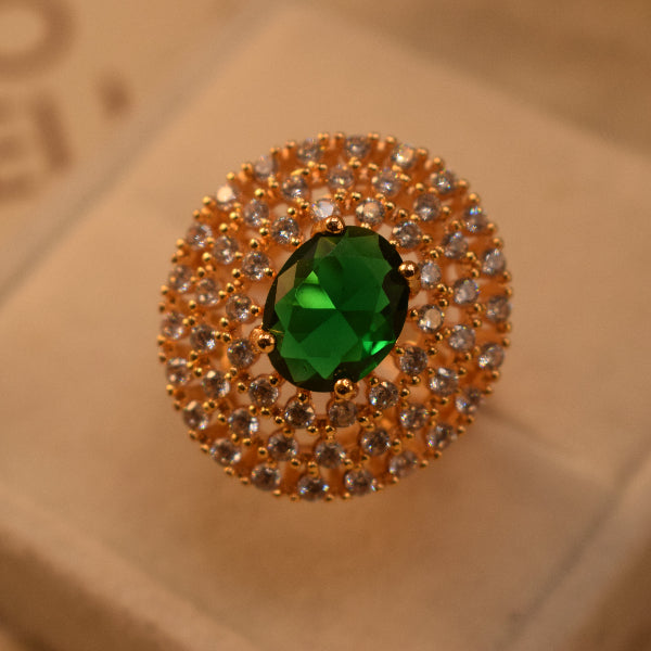 Elegant Design Gold Plated Crystal Stones Ring For Girls/Women