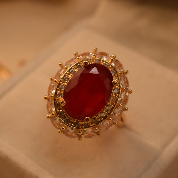 Beautiful Design Gold Plated Crystal Stones Ring For Girls/Women