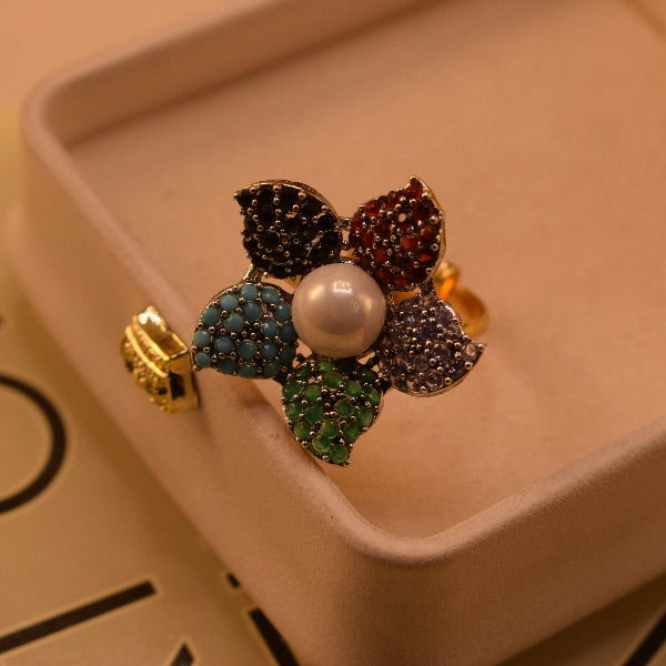 Charming Unique Design Gold Plated Crystal Stones Ring For Girls/Women