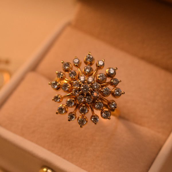 Luminous Unique Design Gold Plated Crystal Stones Ring For Girls/Women
