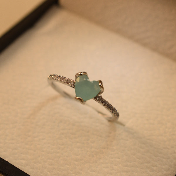 Luminous Heart Design Silver Plated Crystal Stones Ring For Girls/Women