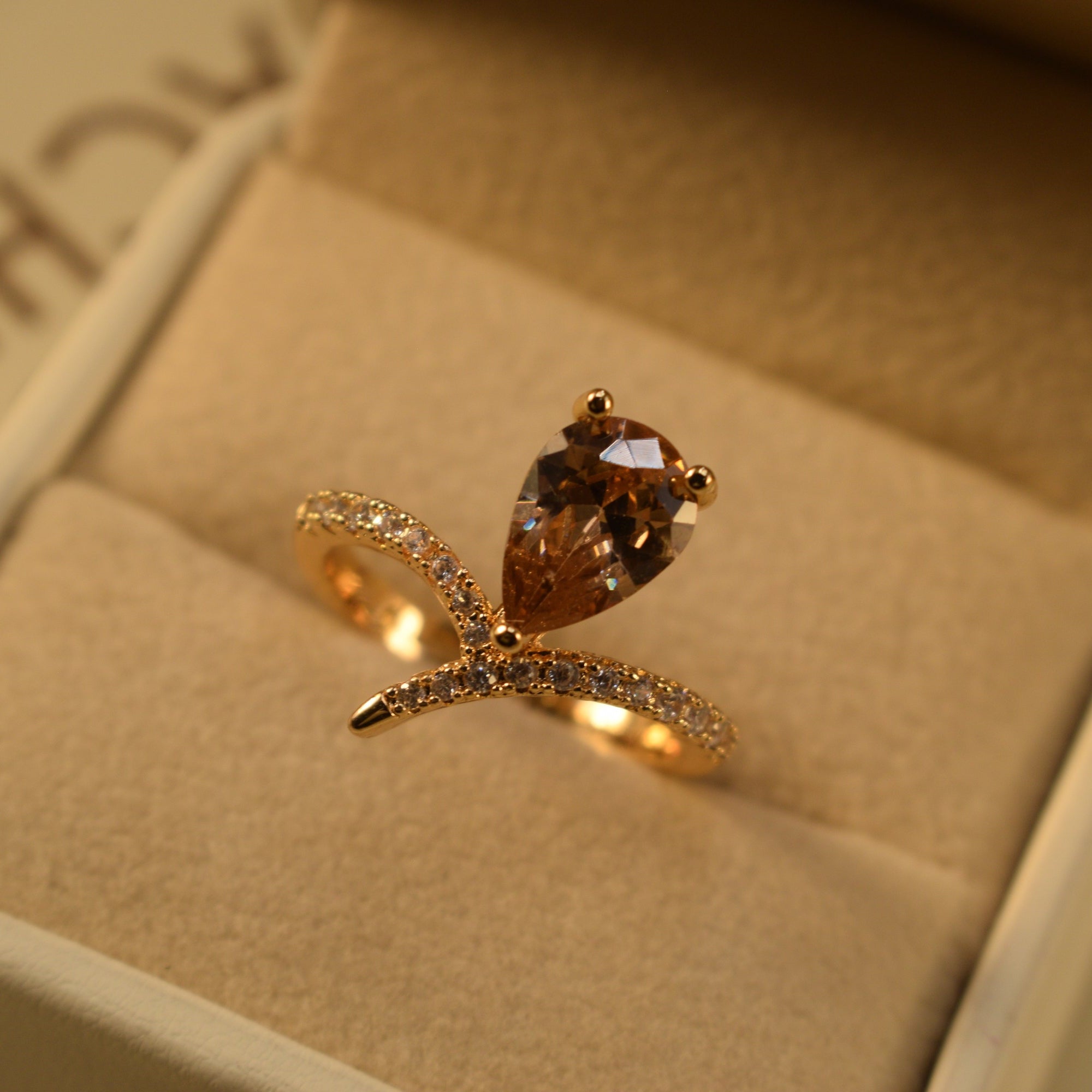 Elegant Design Gold Plated Crystal Stones Ring For Girls/Women