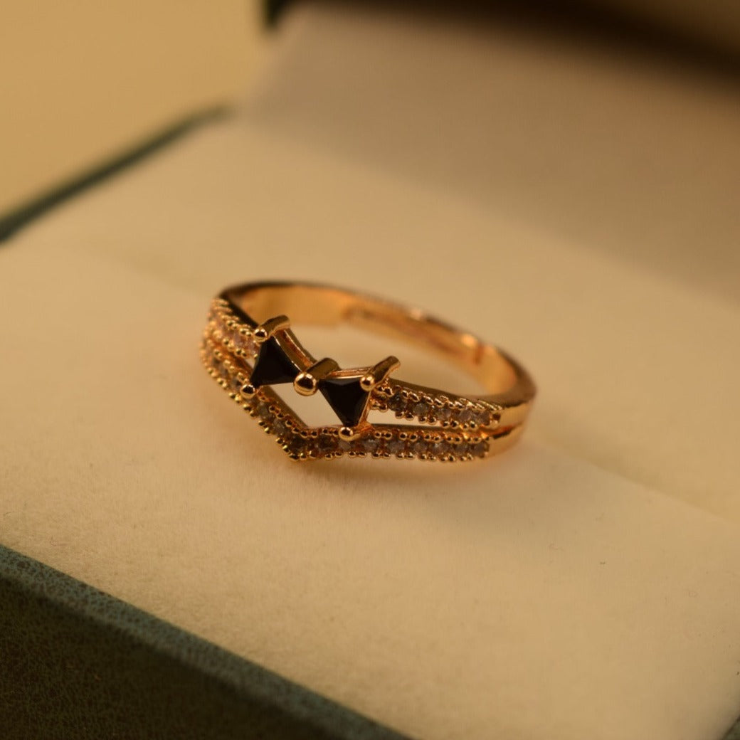 Stylish Design Crystal Stone Gold Plated Ring for Girls/Women