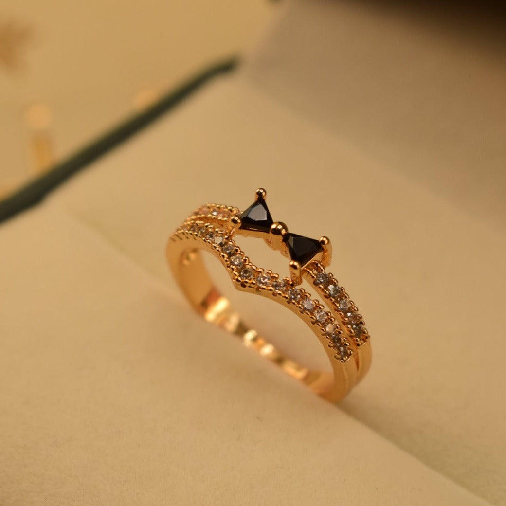 Stylish Design Crystal Stone Gold Plated Ring for Girls/Women