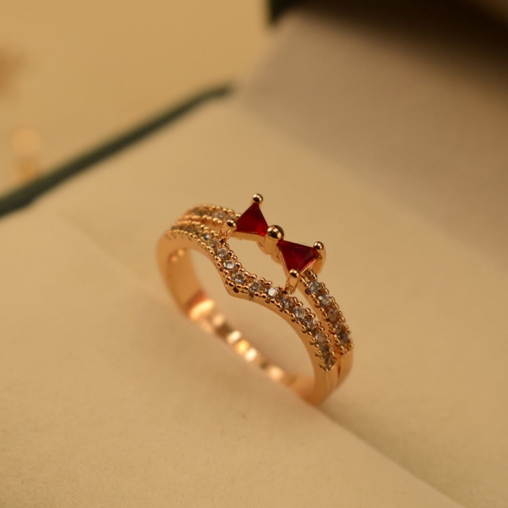 Stylish Design Crystal Stone Gold Plated Ring for Girls/Women