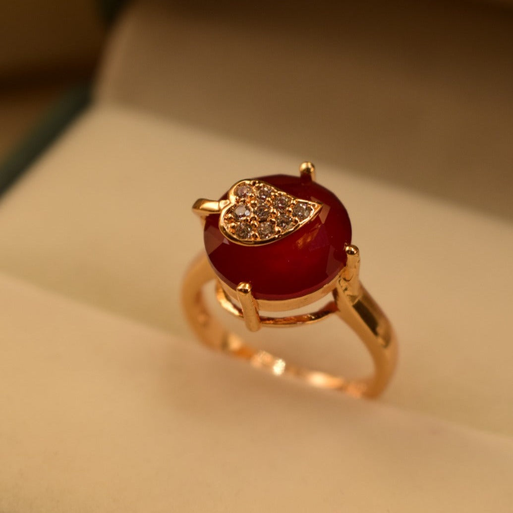 Elegant Design Golden Black/Maroon Stone Adjustable Ring for Girls/Women