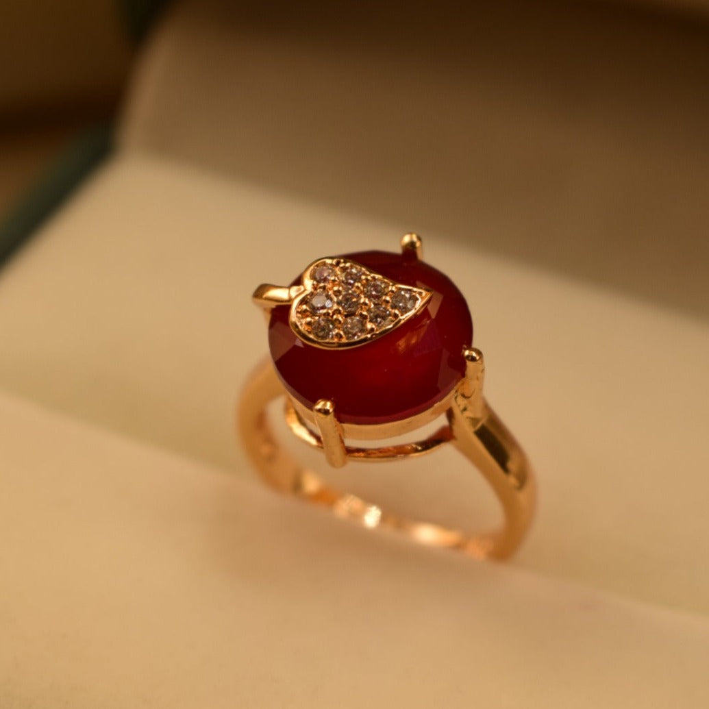 Elegant Design Golden Black/Maroon Stone Adjustable Ring for Girls/Women