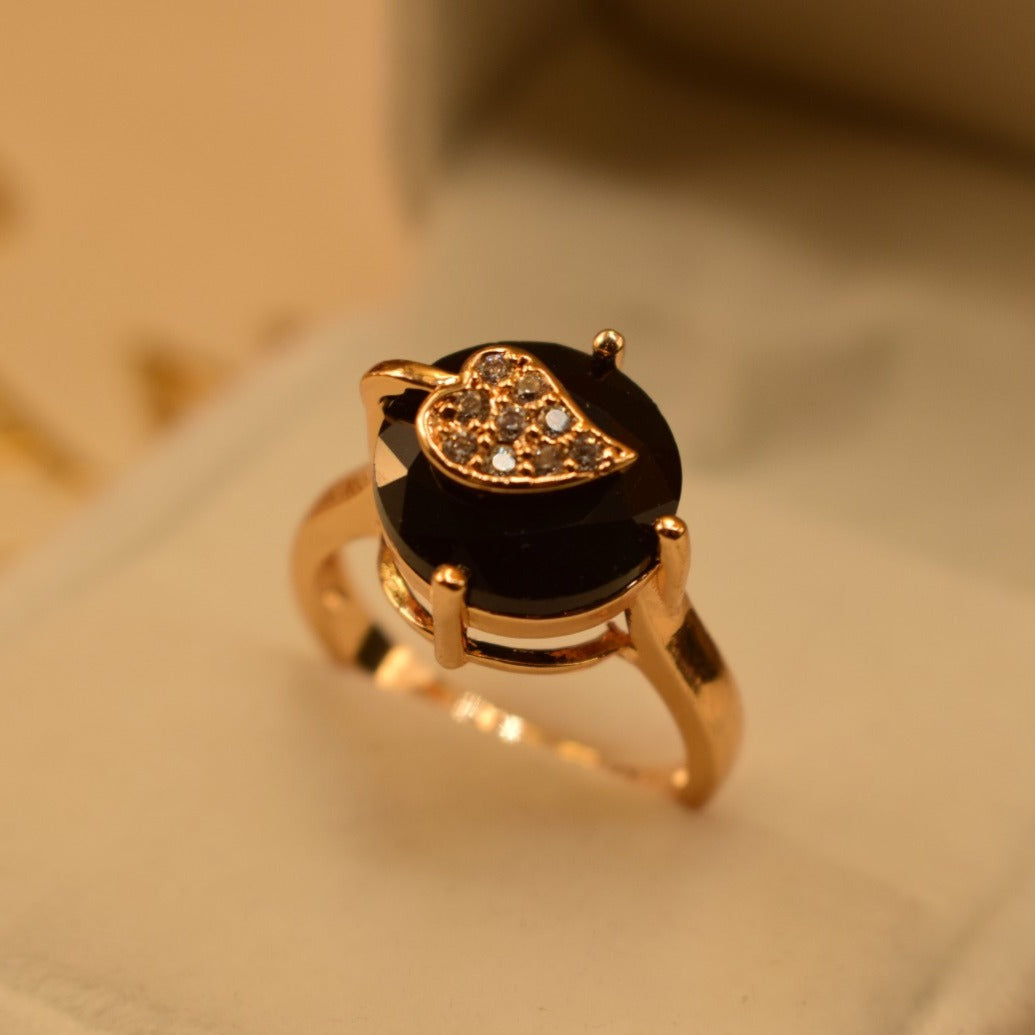 Elegant Design Golden Black/Maroon Stone Adjustable Ring for Girls/Women