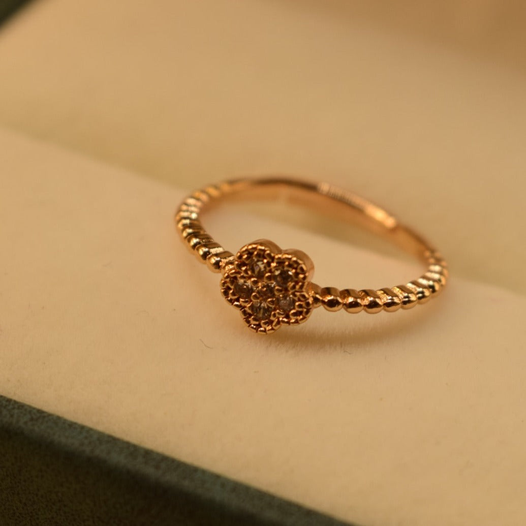 Fancy Flower Design Golden/Silver Adjustable Ring for Girls/Women