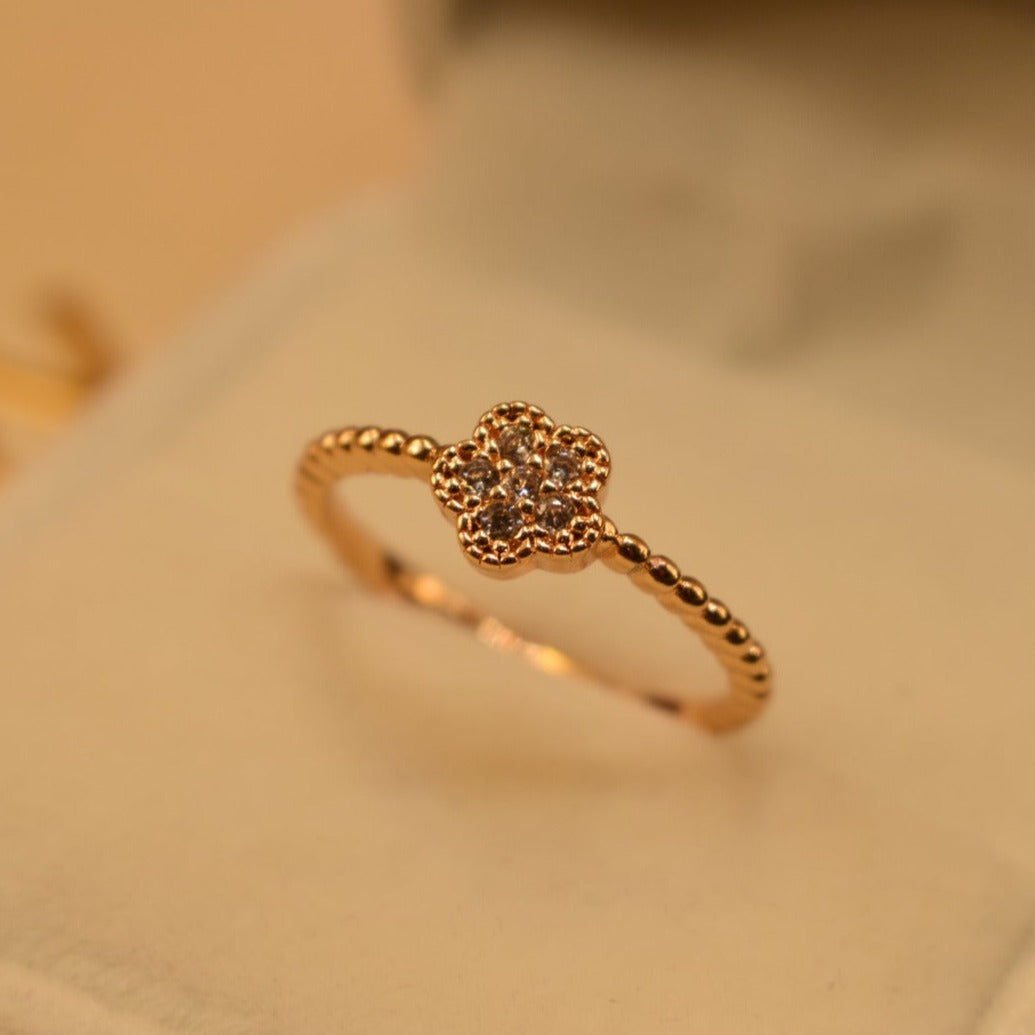 Fancy Flower Design Golden/Silver Adjustable Ring for Girls/Women