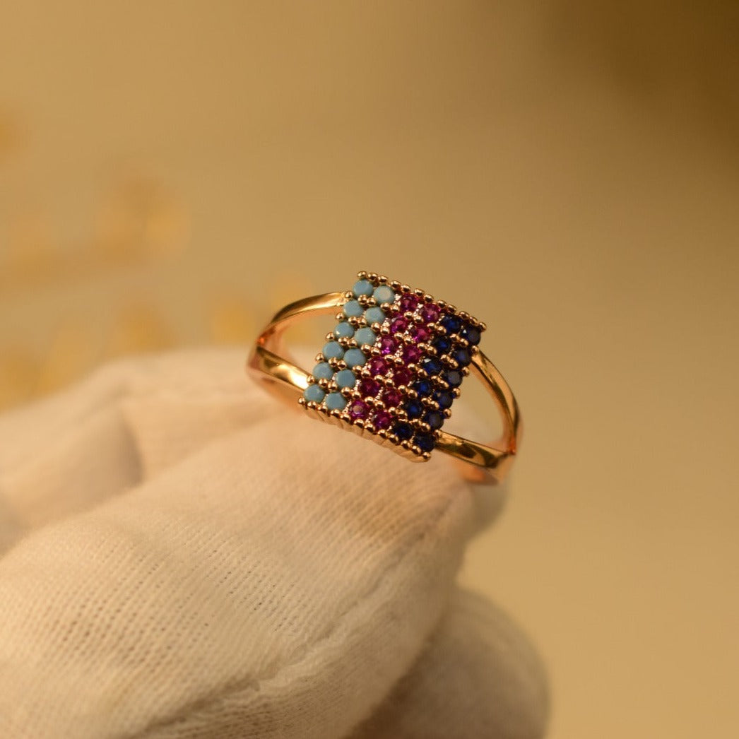 Unique Design Real Stone Gold Plated Ring for Girls/Women
