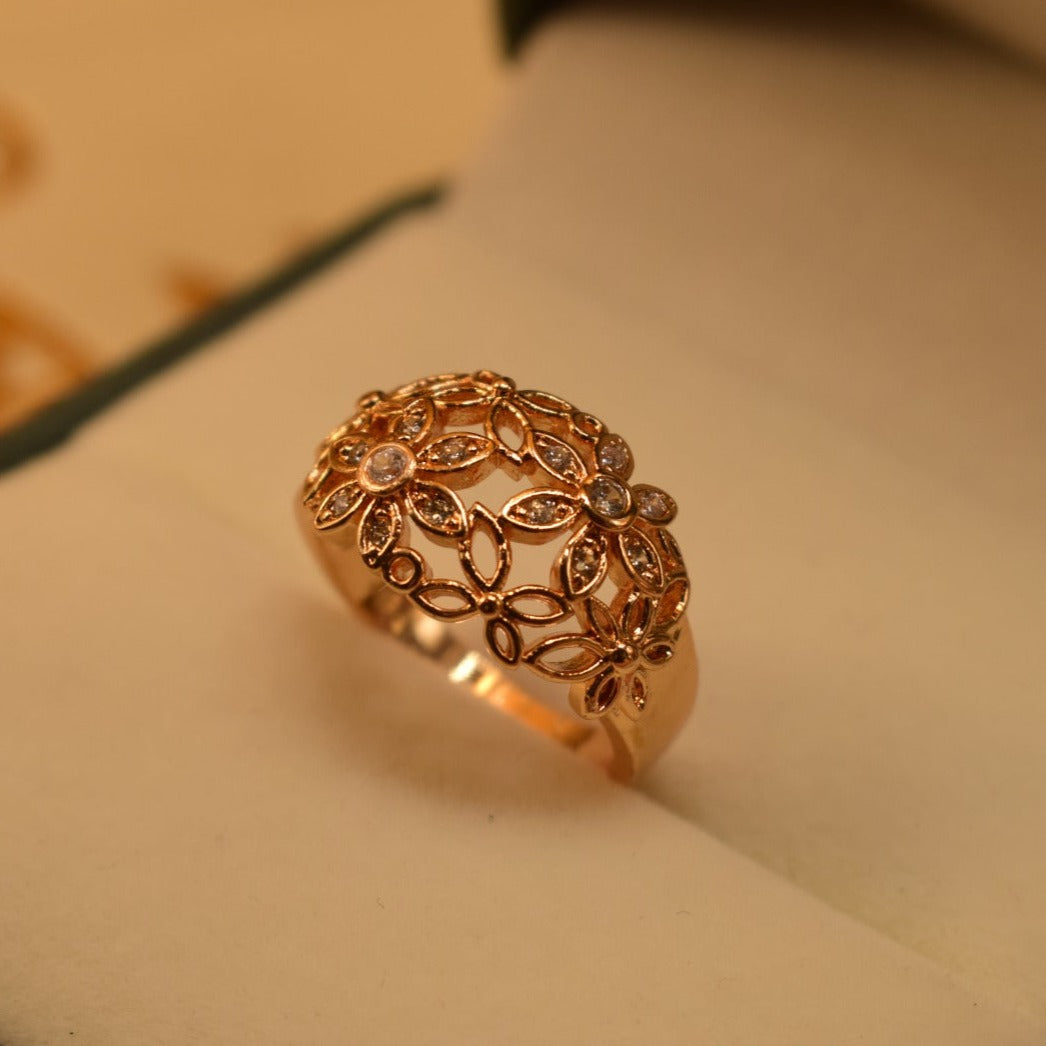 Unique Design Real Stone Gold Plated Ring for Girls/Women