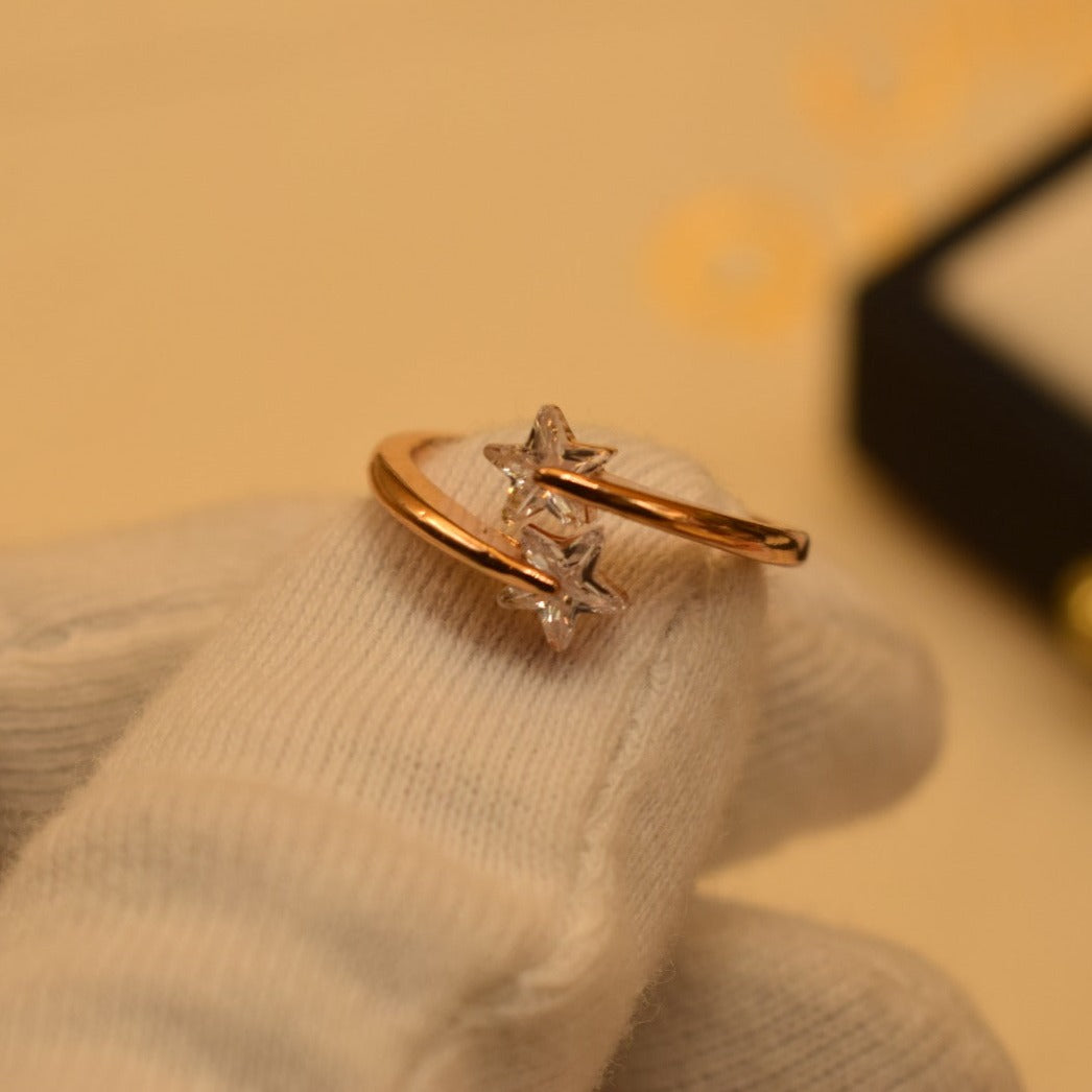 Unique Design Real Stone Gold Plated Ring for Girls/Women