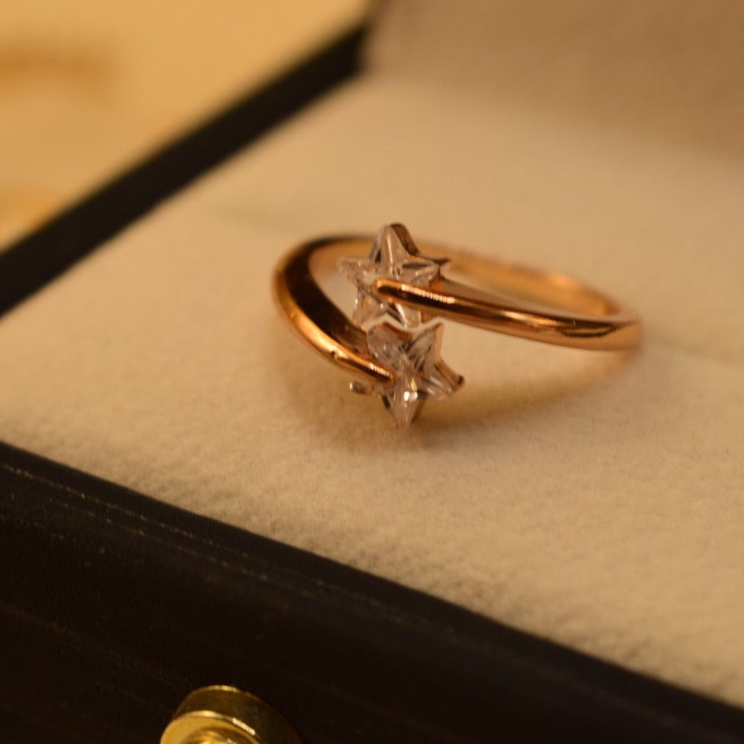 Unique Design Real Stone Gold Plated Ring for Girls/Women