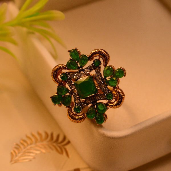 Charming Unique Design Gold Plated Real Stones Ring for Girls/Women