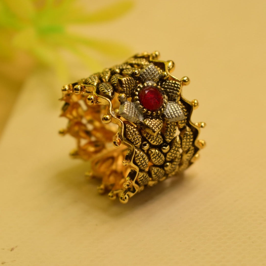 Elegant Design Real Stone Gold Plated Ring for Girls/Women