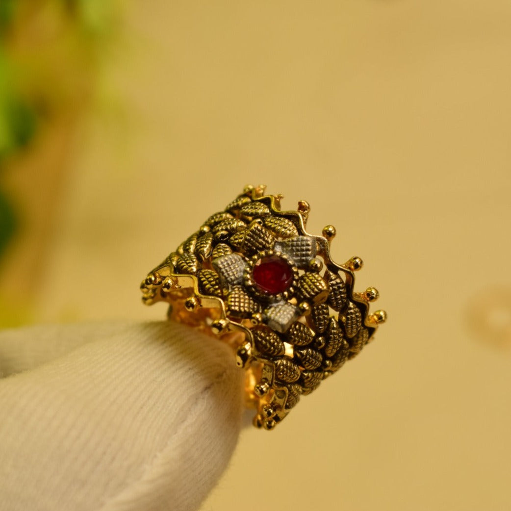 Elegant Design Real Stone Gold Plated Ring for Girls/Women