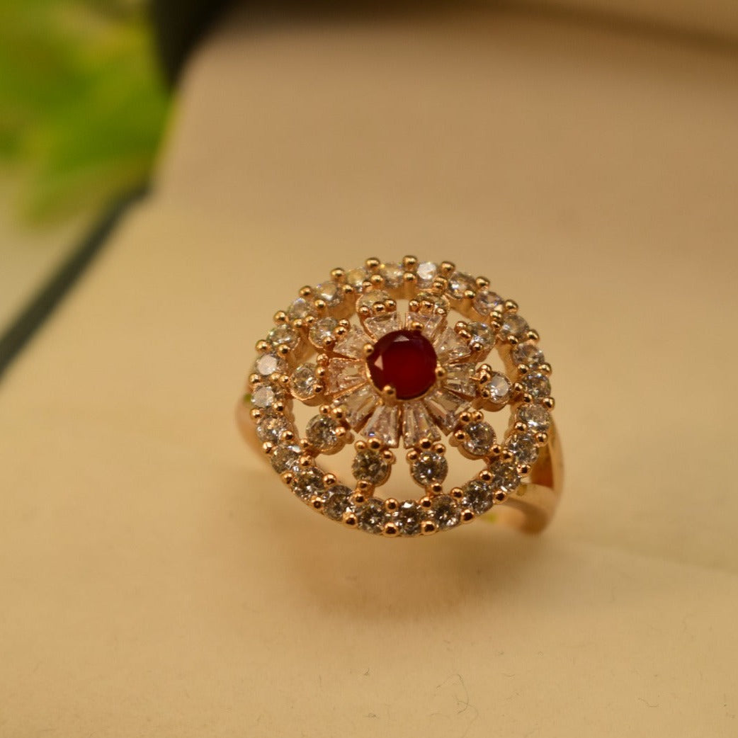 Elegant Design Real Stone Gold Plated Ring for Girls/Women