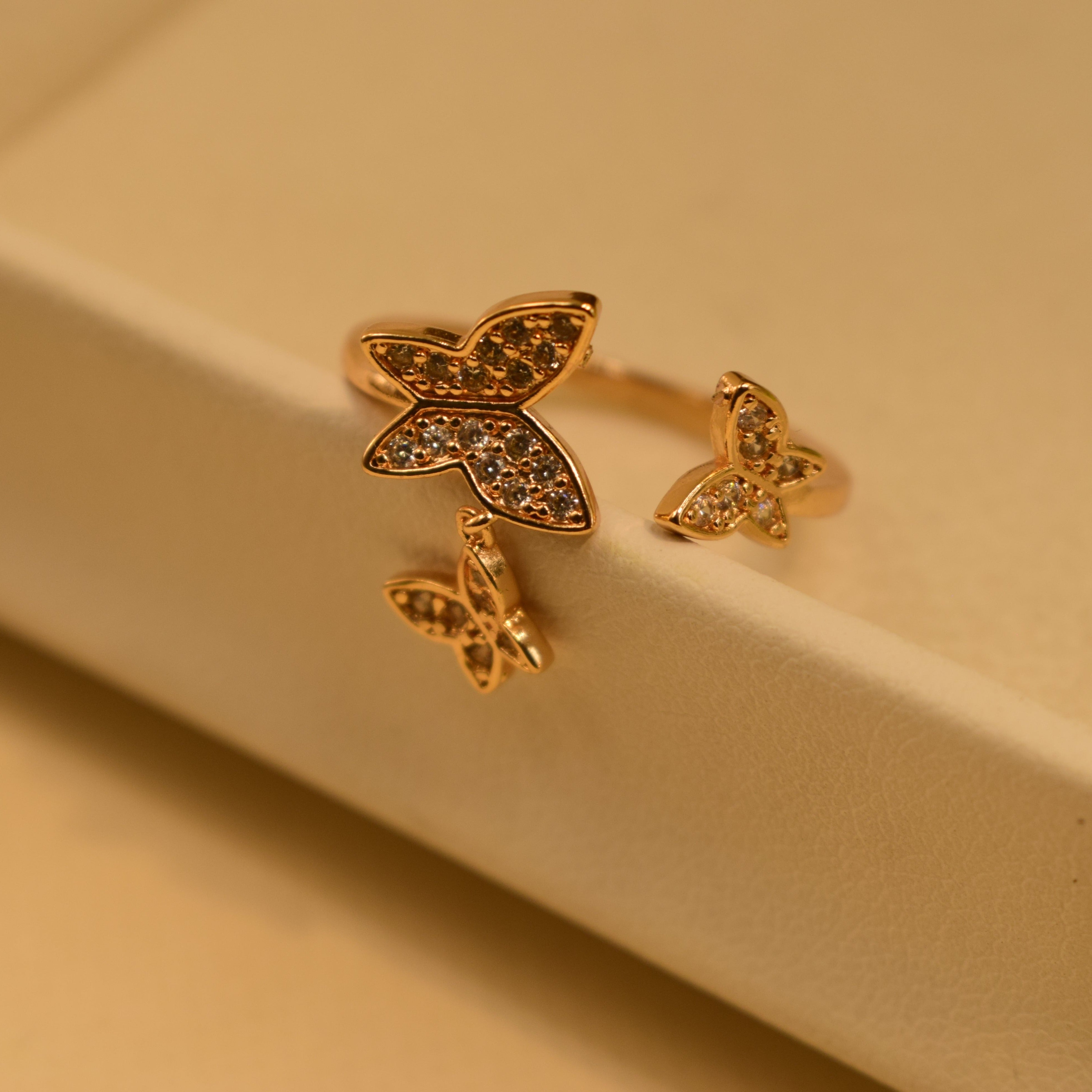 Stylish Butterfly Design Real Stone Ring for Girls/Women