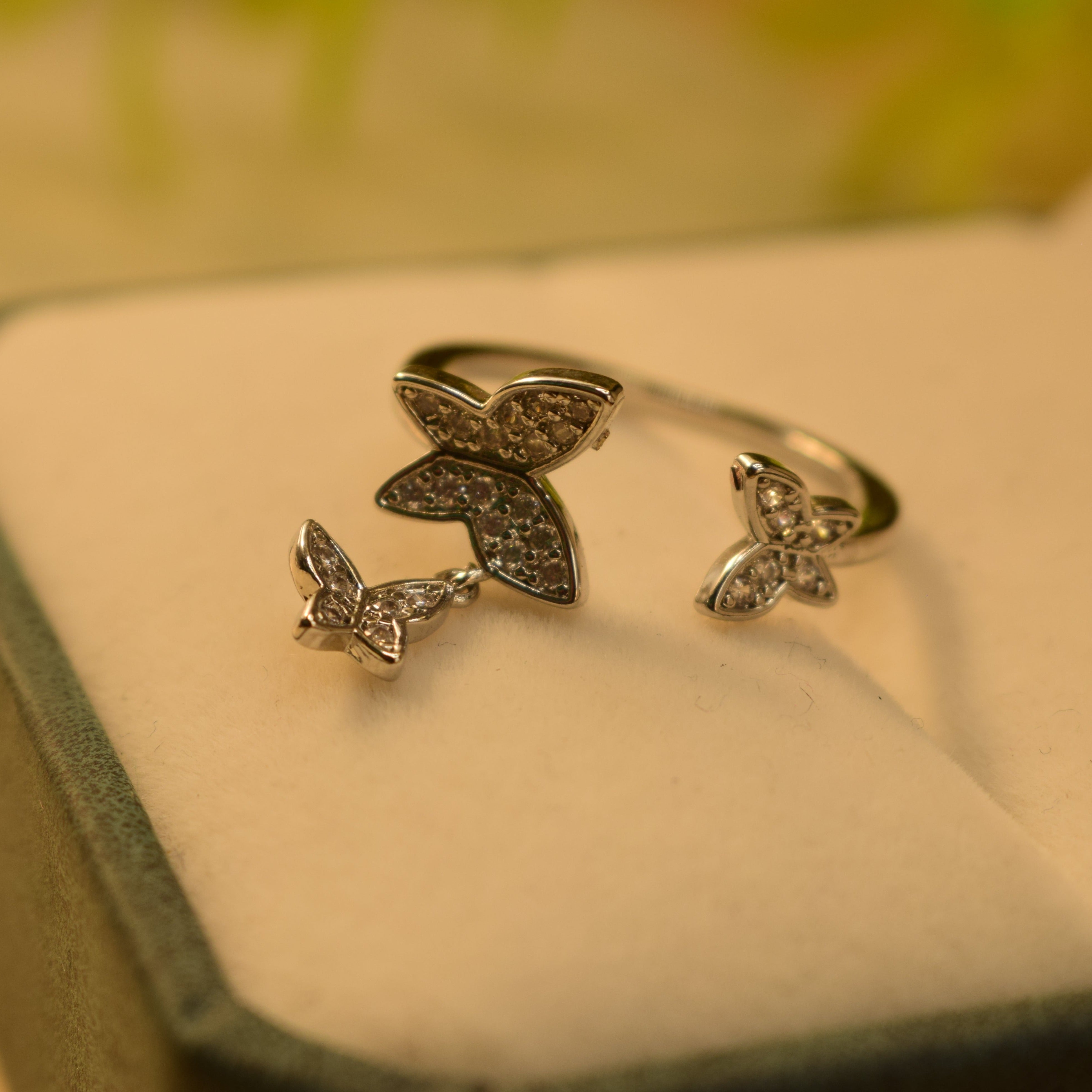 Stylish Butterfly Design Real Stone Ring for Girls/Women