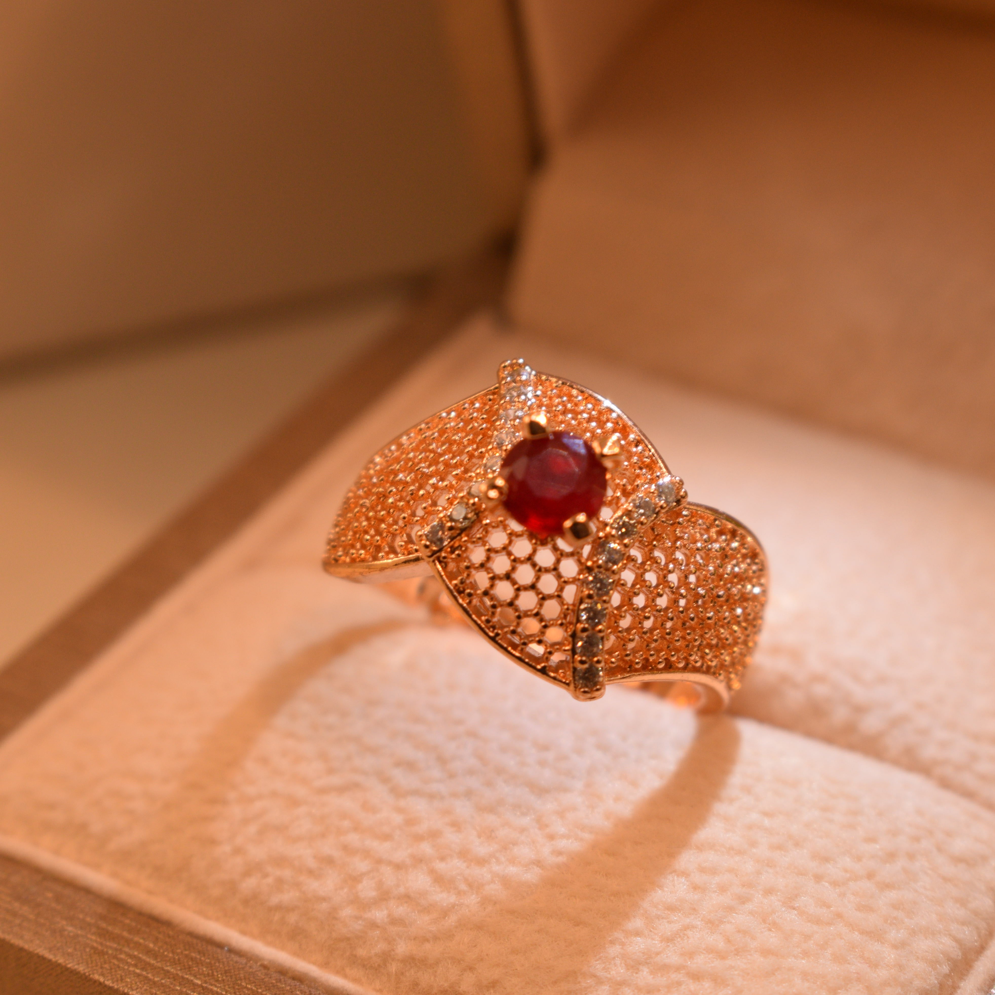 Beautiful Real Stone Gold Plated Ring for Girls/Women