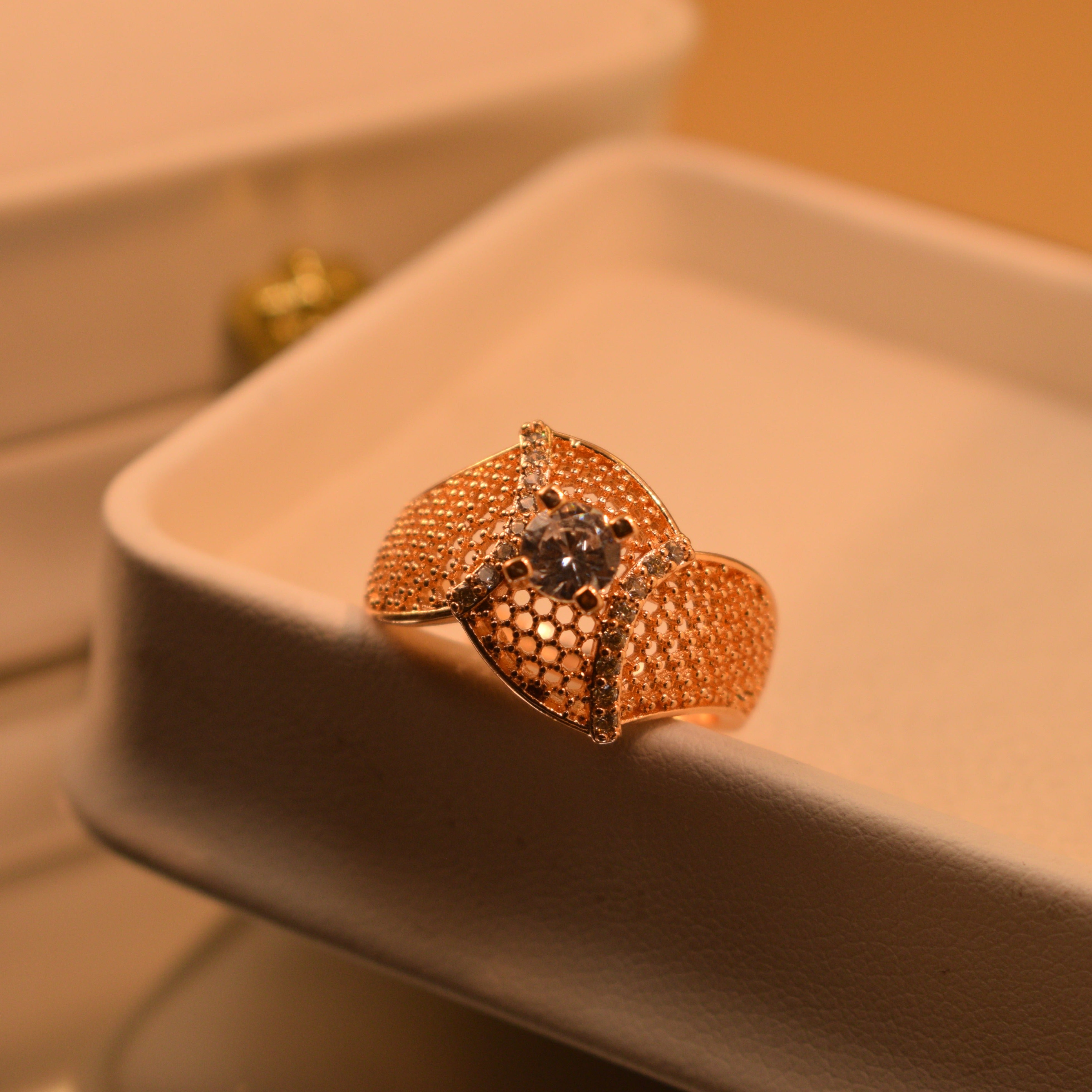 Beautiful Real Stone Gold Plated Ring for Girls/Women