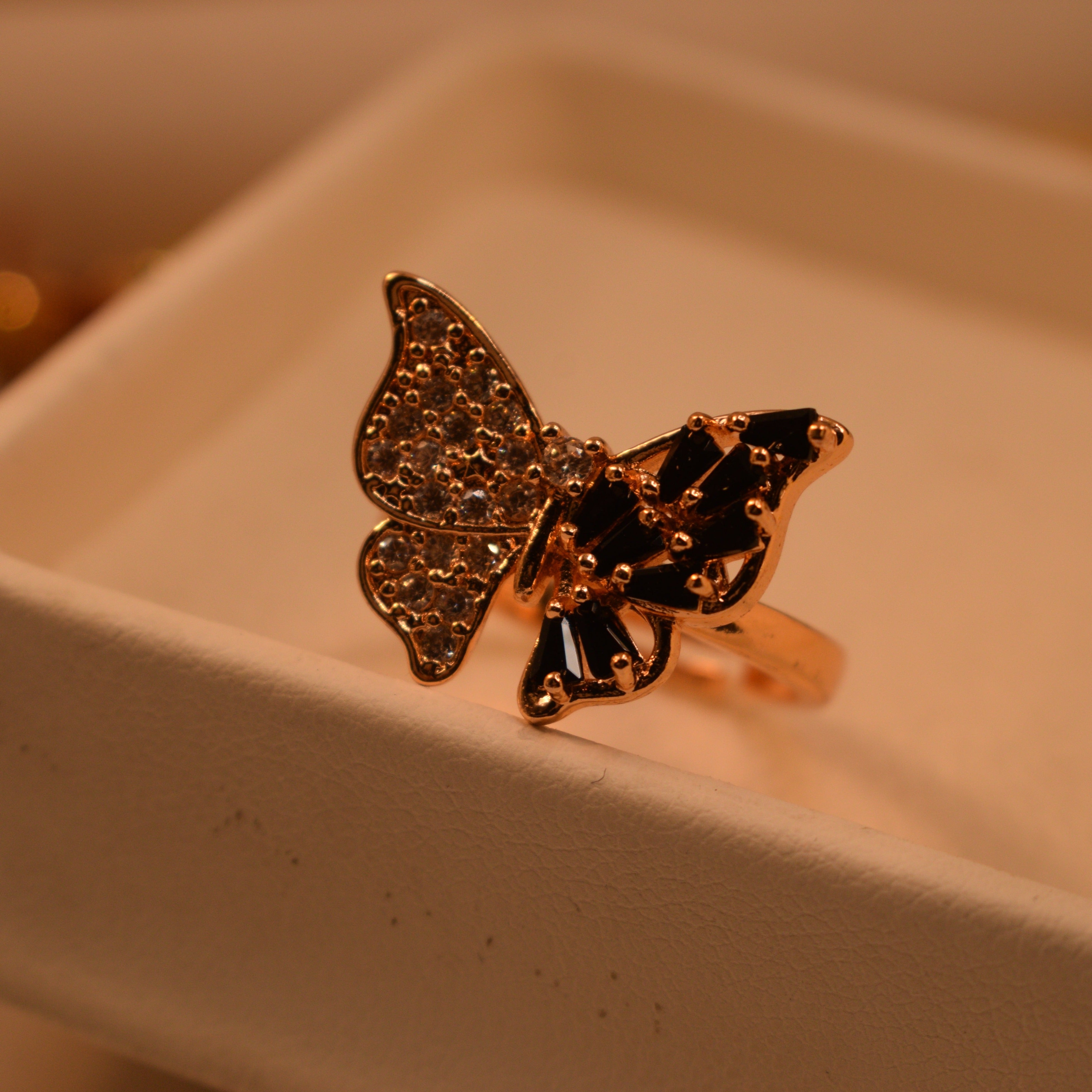 Stylish Butterfly Real Stone Ring for Girls/Women