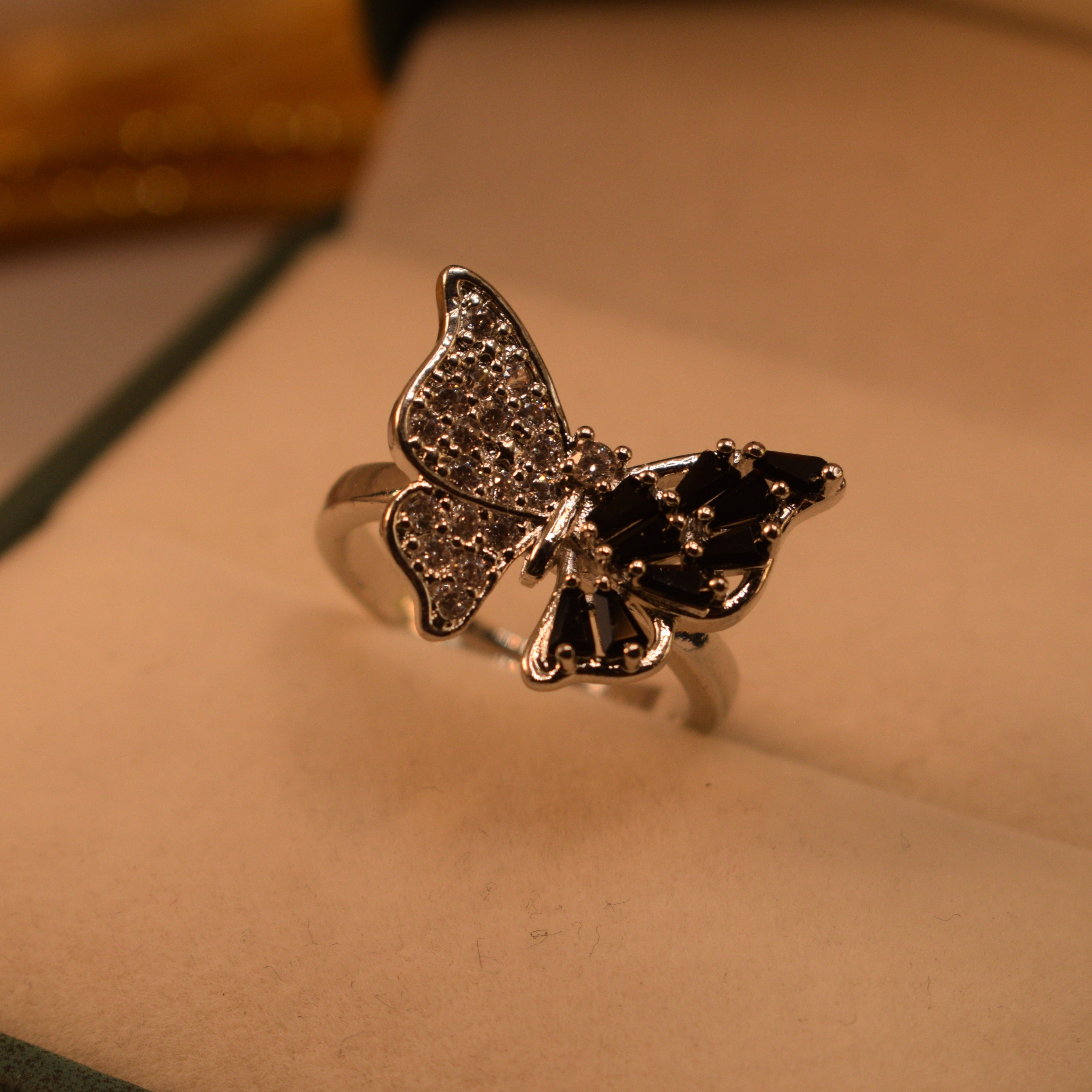 Stylish Butterfly Real Stone Ring for Girls/Women