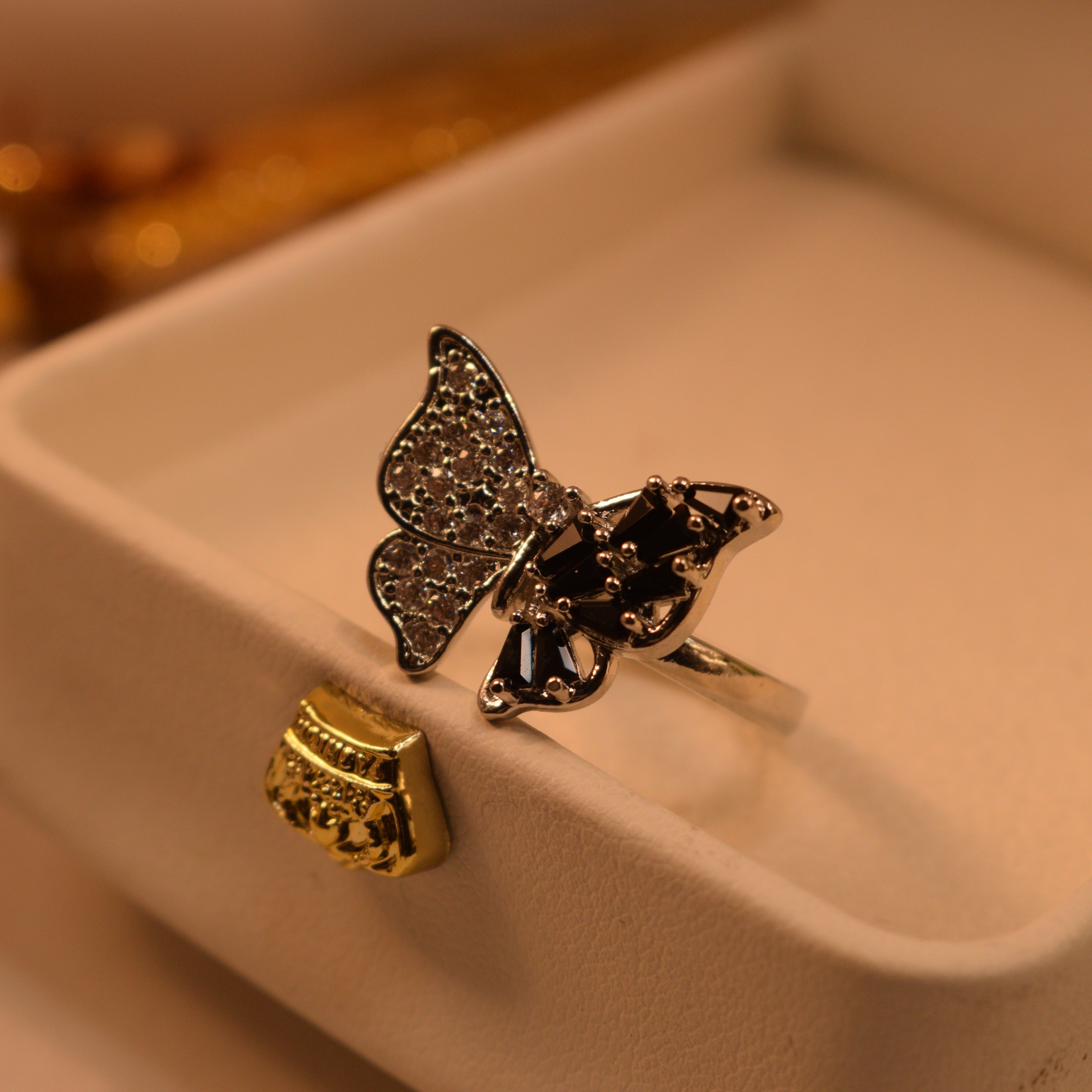Stylish Butterfly Real Stone Ring for Girls/Women