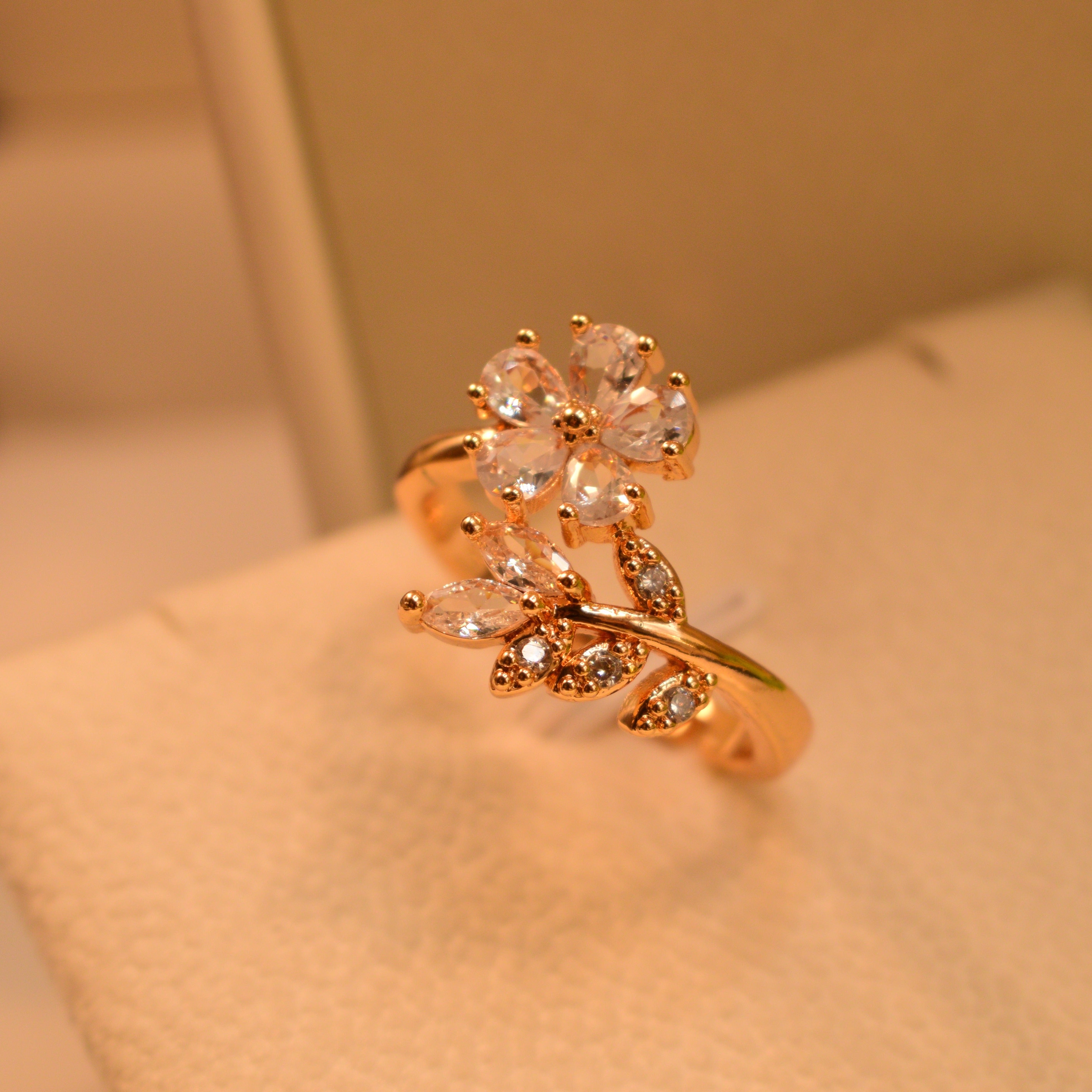 Stylish Flower Design Real Stone Ring for Girls/Women