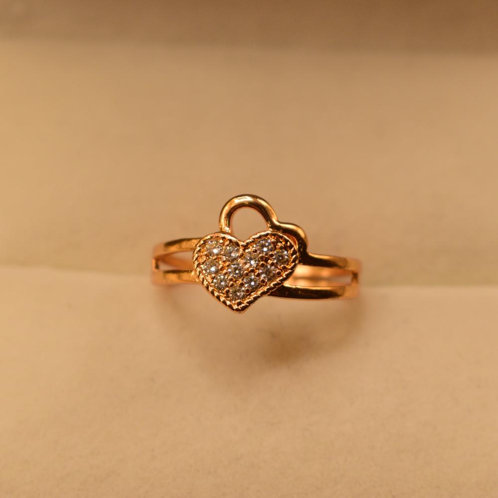 Heart Design Gold Plated Crystal Stones Ring for Girls/Women