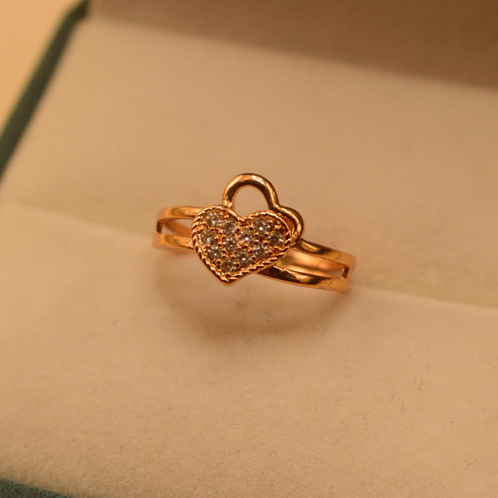 Heart Design Gold Plated Crystal Stones Ring for Girls/Women